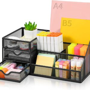 Lavatino Larger Mesh Desk Organizer with Drawers – Multifunctional Desktop Storage